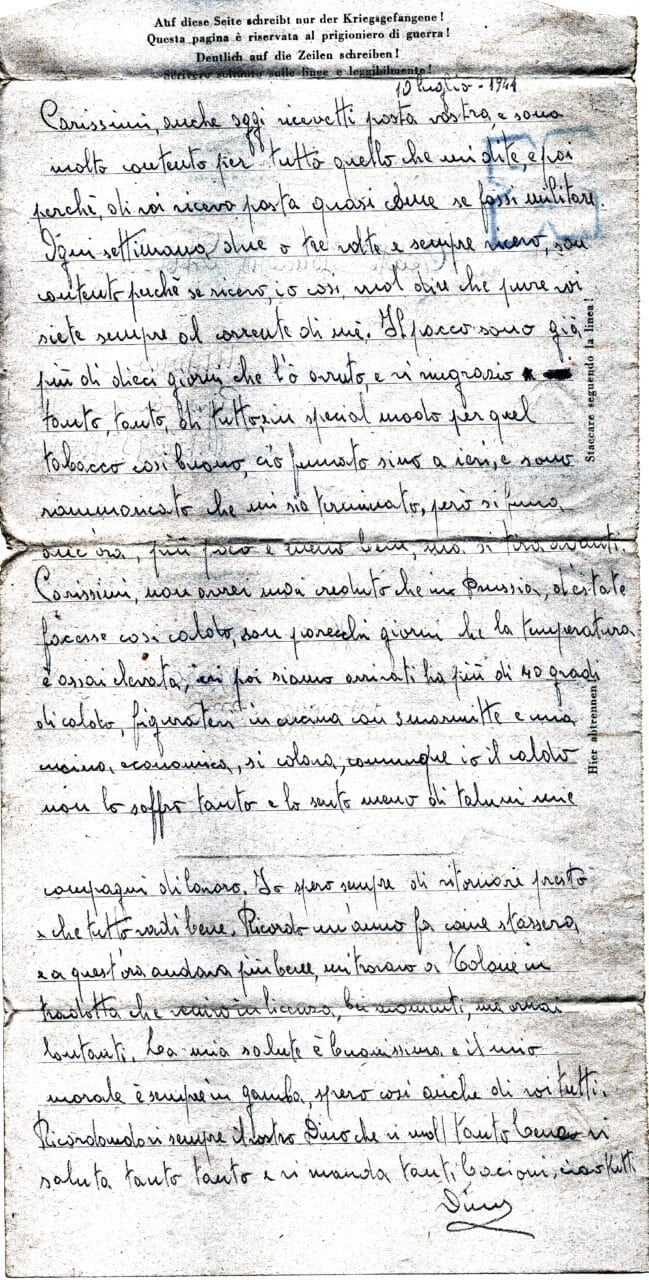 Testo lettera del 10-7-1944