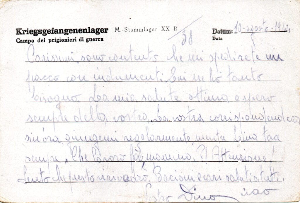 Testo cartolina 1 del 10-8-1944