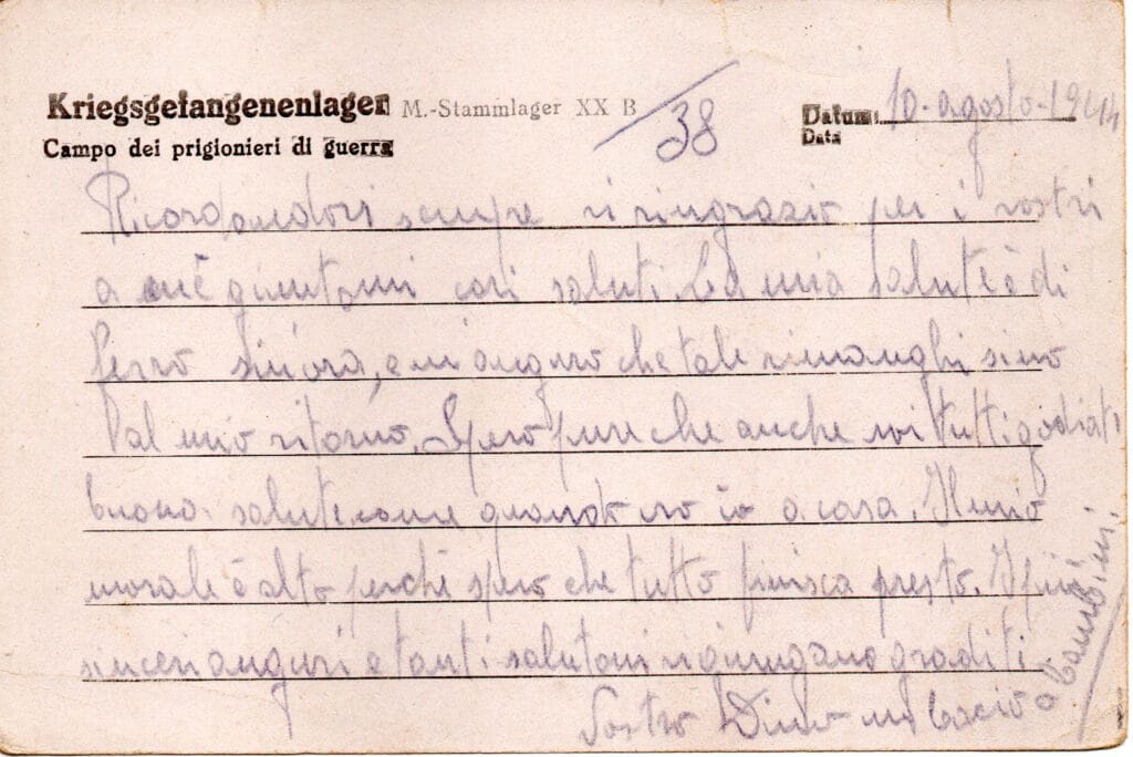 Testo cartolina 2 del 10-8-1944