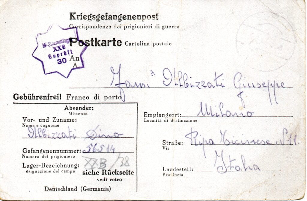 Cartolina del 11-1-1944 inviata dal campo di concentramento