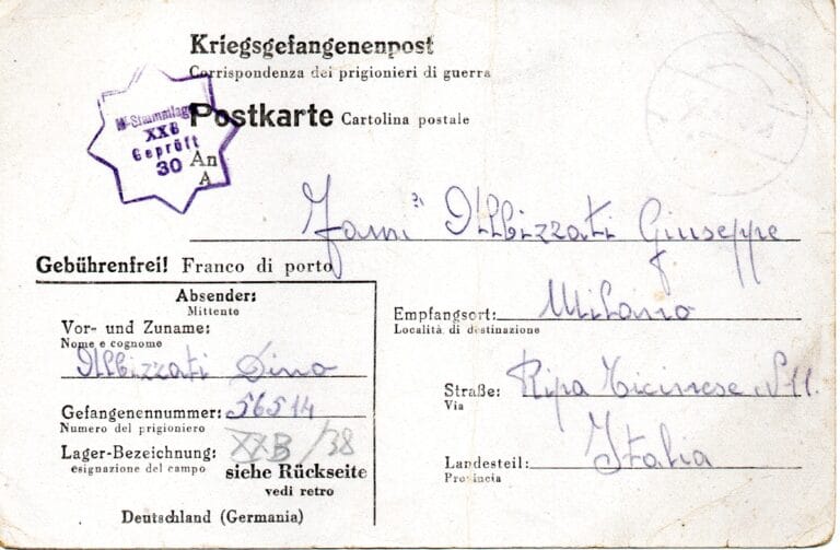 Cartolina del 11-1-1944 inviata dal campo di concentramento