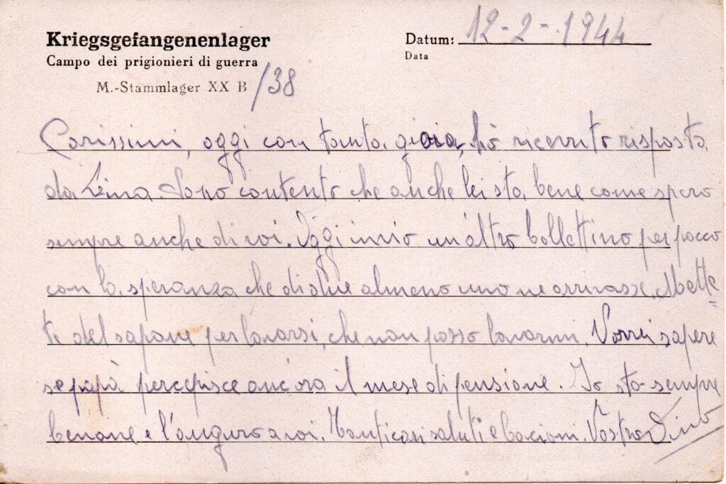 Testo cartolina del 12-2-1944