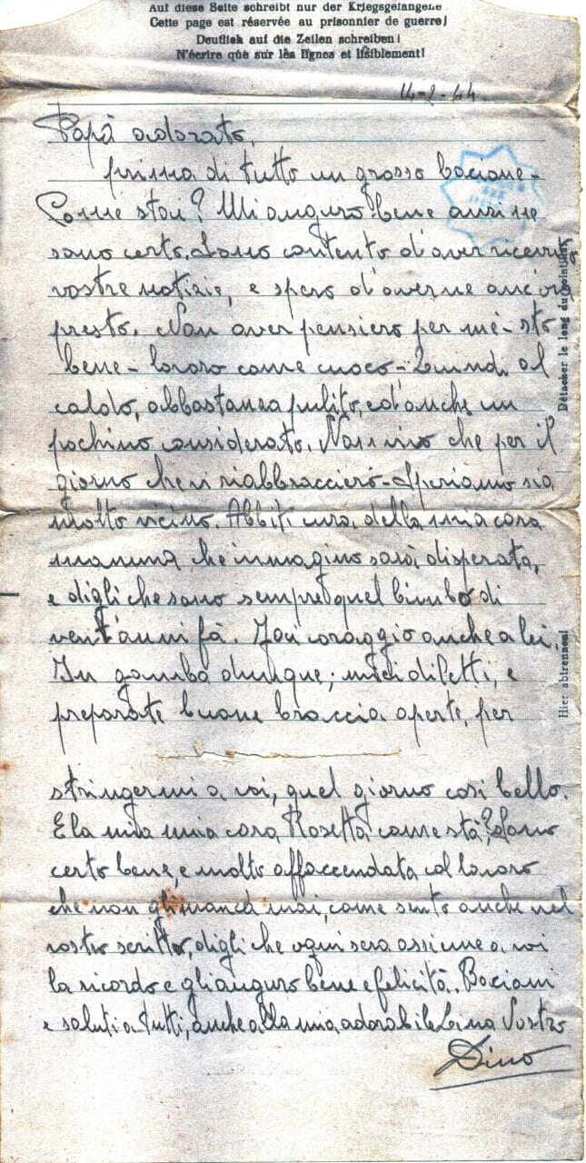 Testo lettera del 14-2-1944