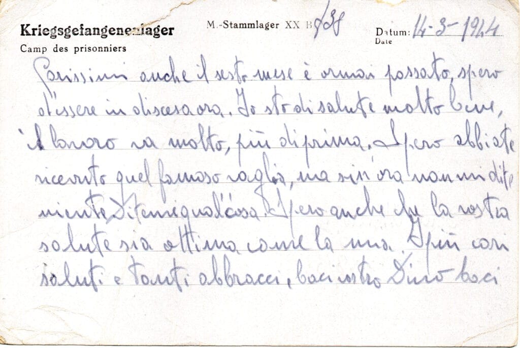 Testo cartolina del 14-3-1944