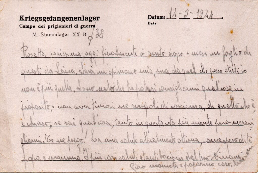 Testo cartolina del 14-5-1944