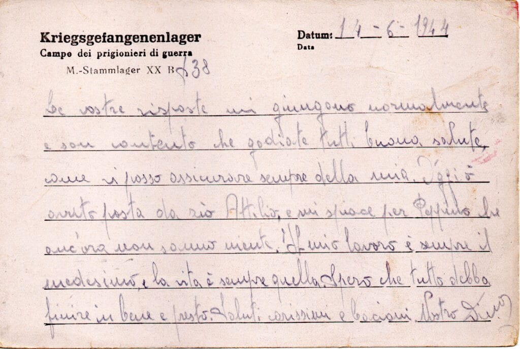 Testo cartolina del 14-6-1944