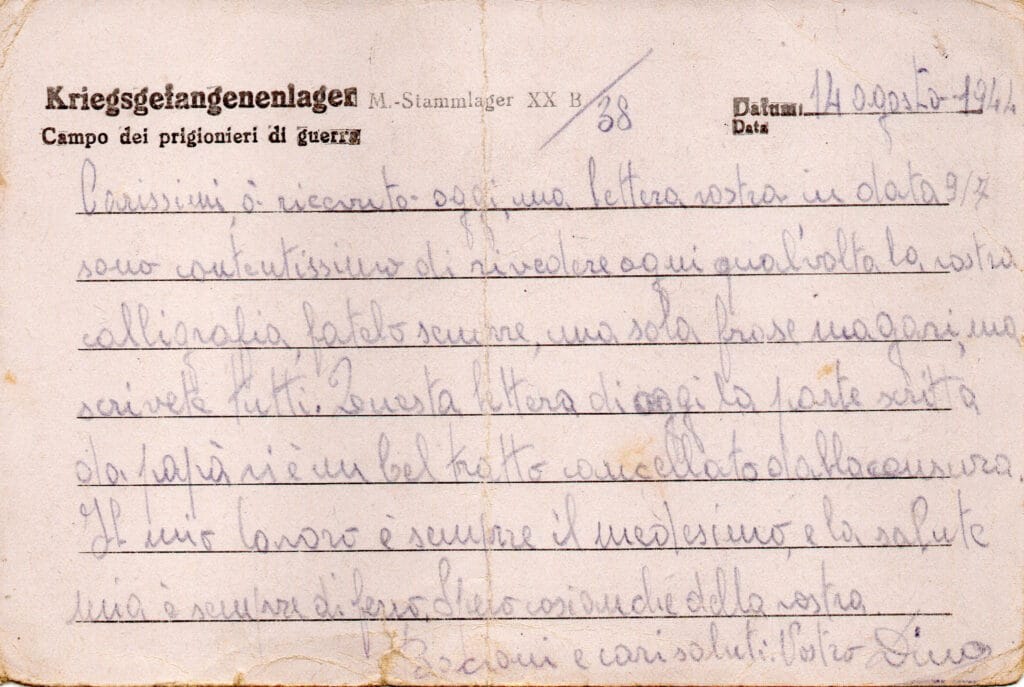 Testo cartolina del 14-8-1944