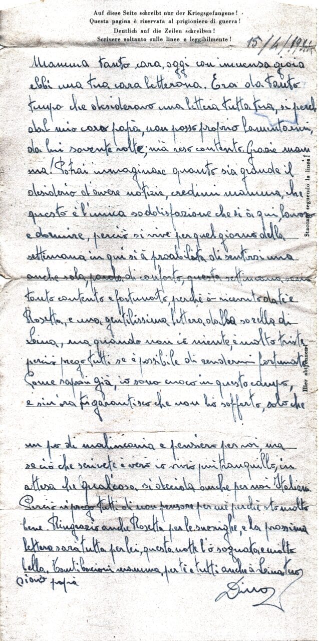 Testo lettera del 15-4-1944