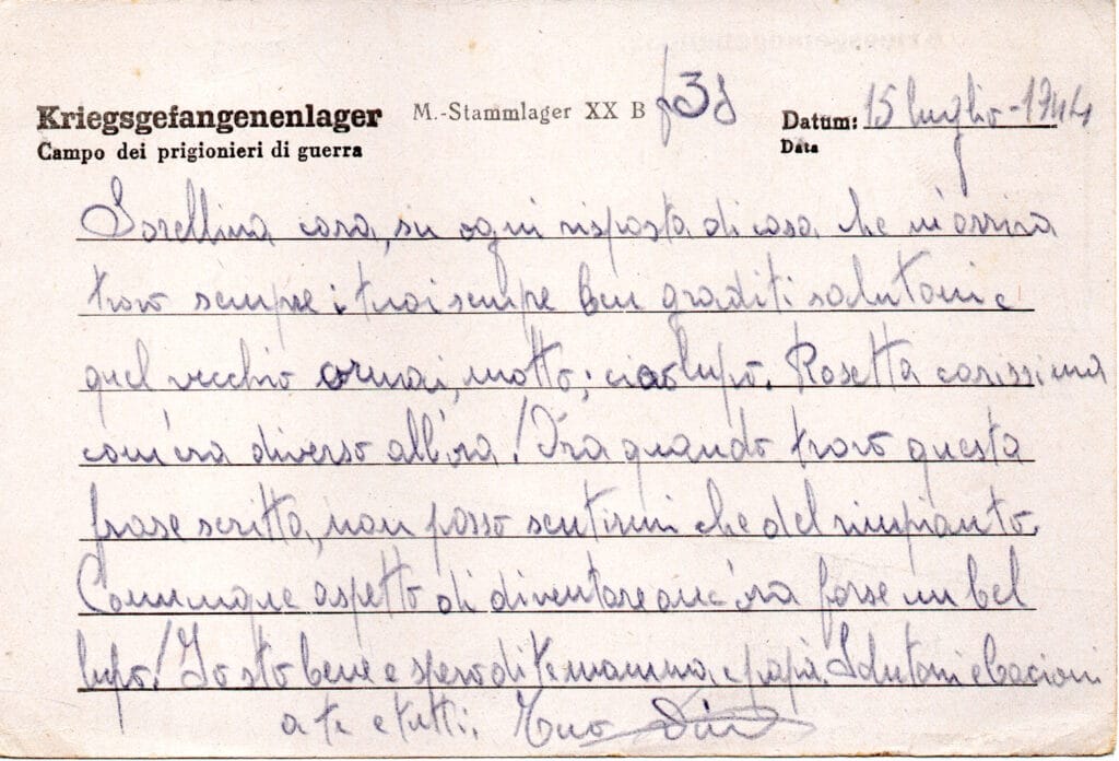 Testo cartolina del 15-7-1944