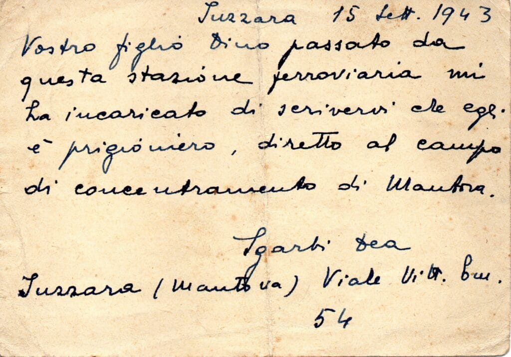 Messaggio alla famiglia del 15-9-1943