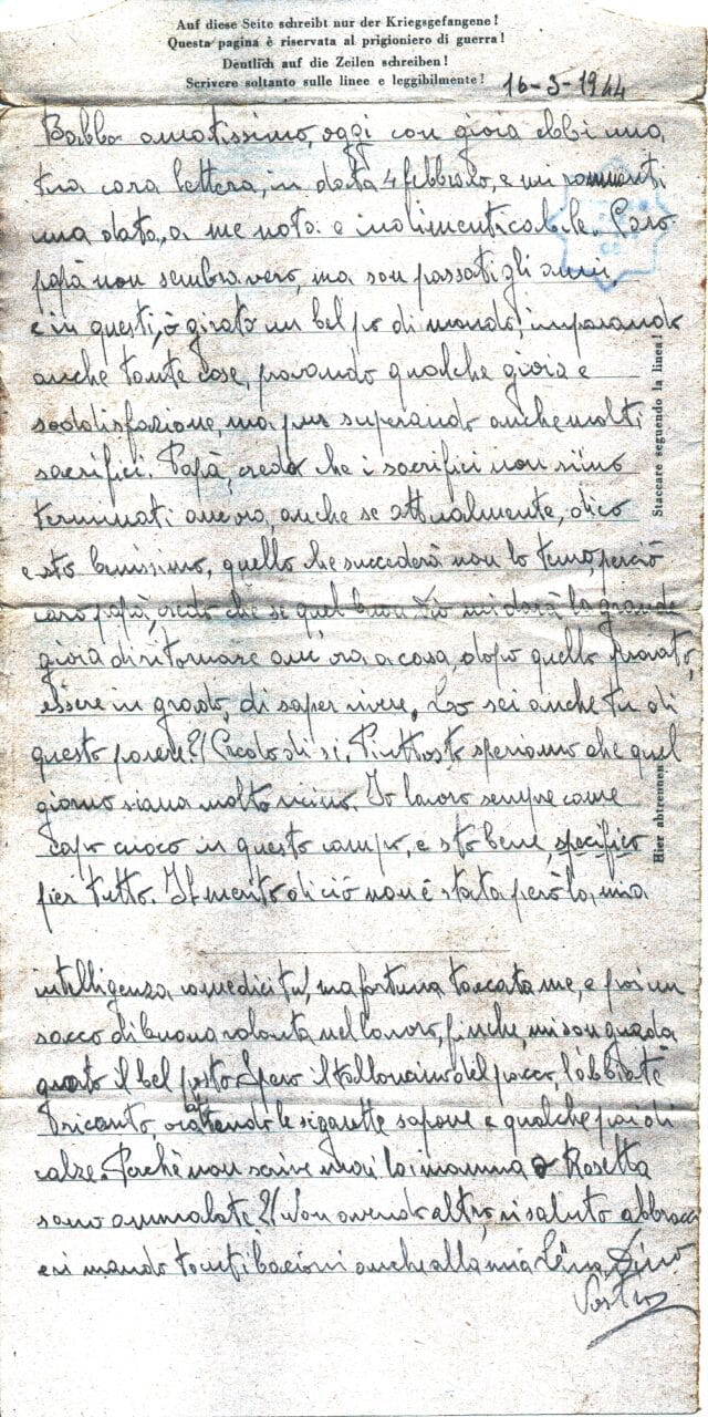 Testo lettera del 16-3-1944