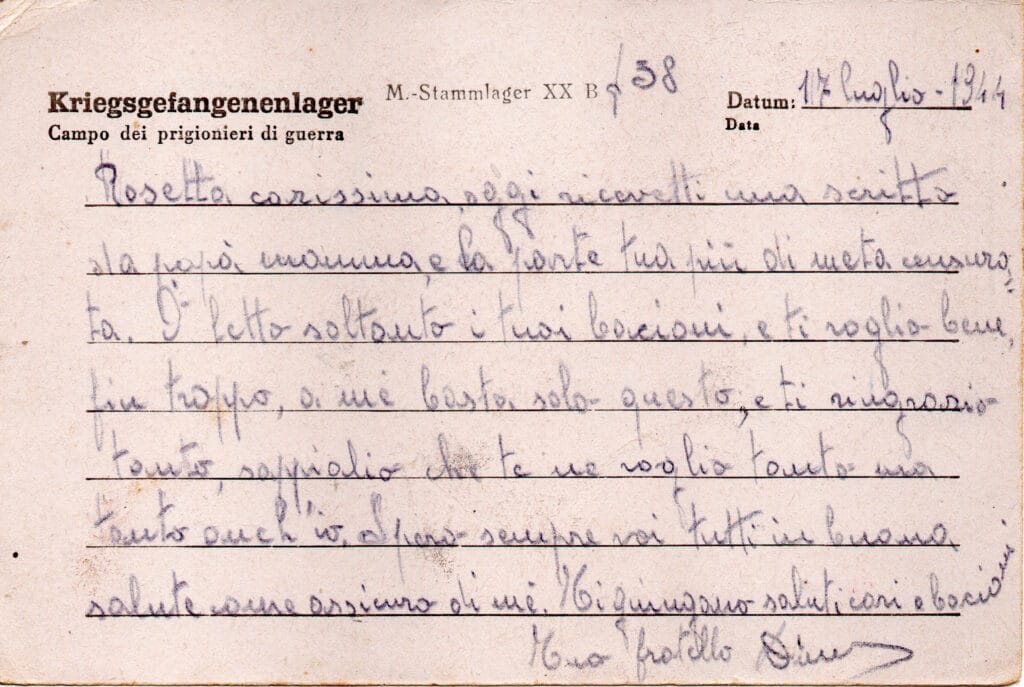 Testo cartolina del 17-7-1944