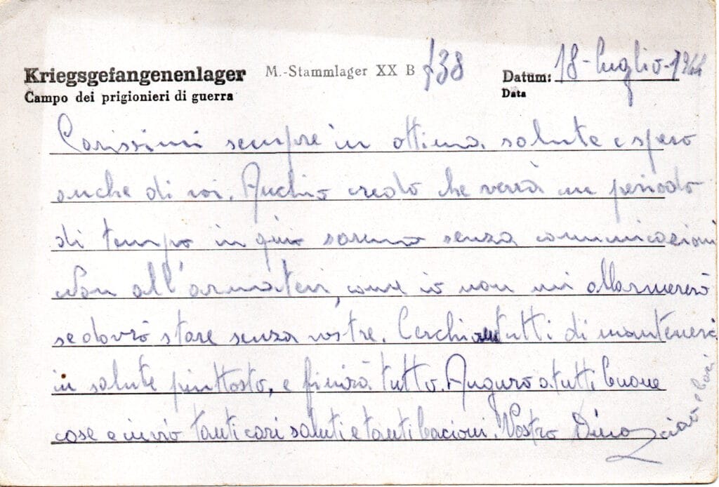 Testo cartolina del 18-7-1944