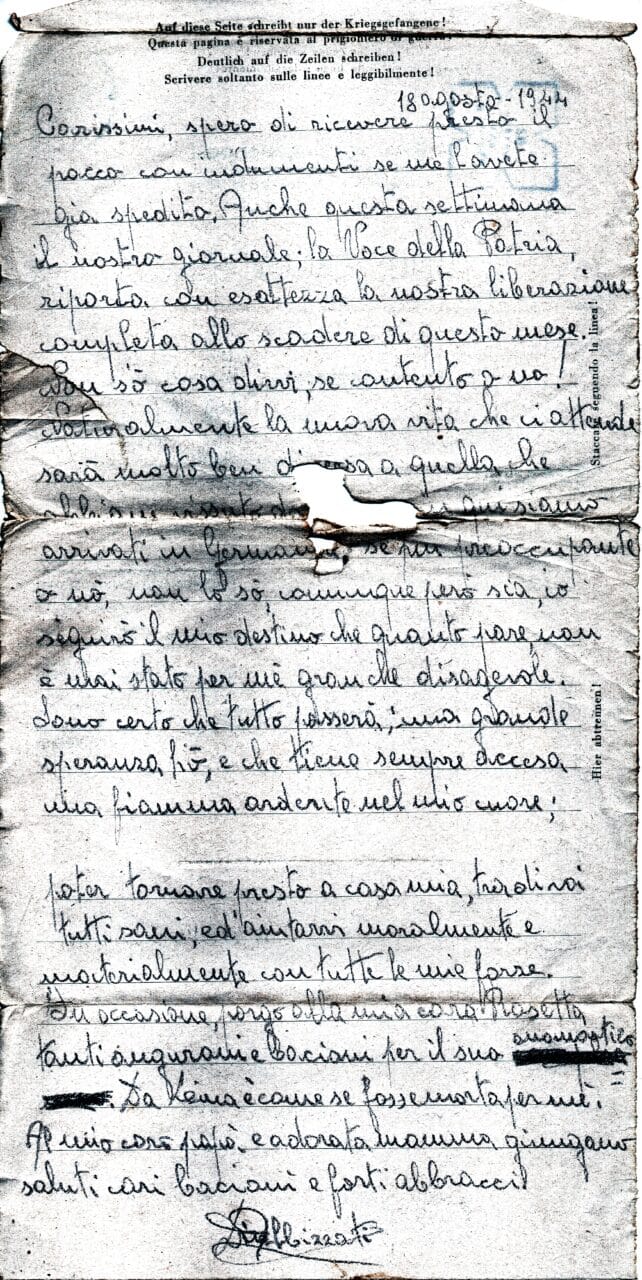 Testo lettera del 18-8-1944