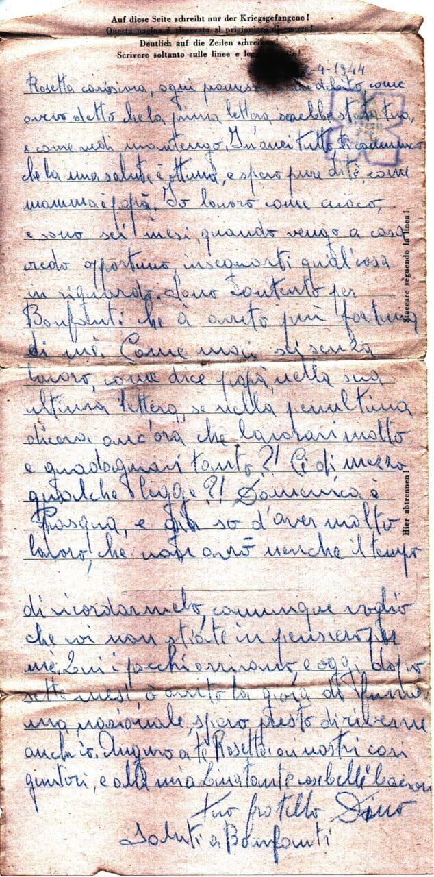 Testo lettera del 22-4-1944