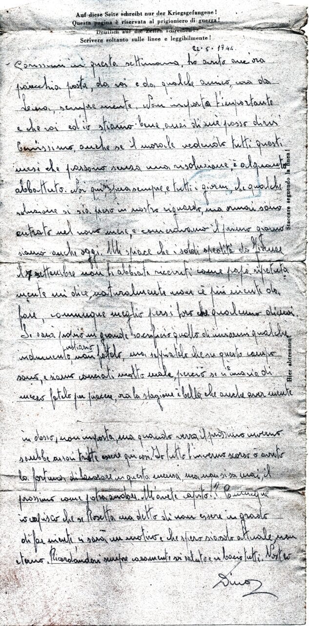 Testo lettera 1 del 22-5-1944
