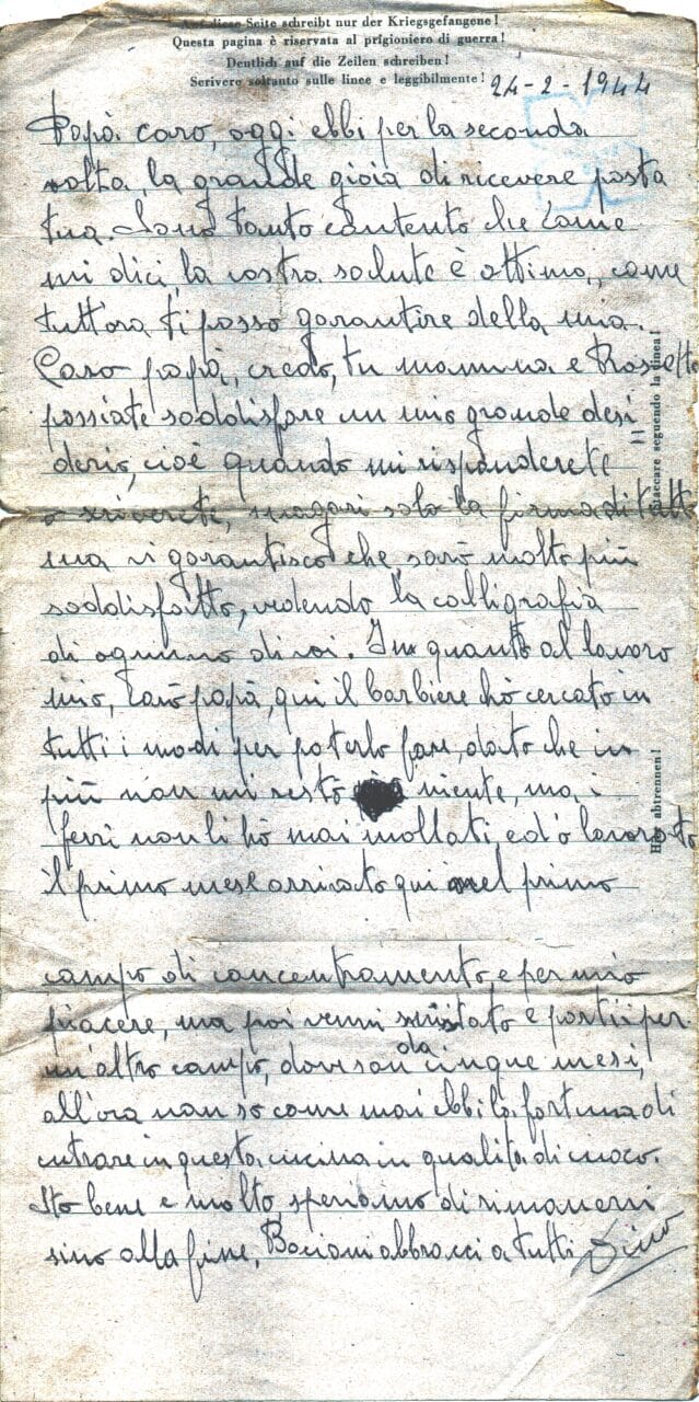 Testo lettera del 24-2-1944