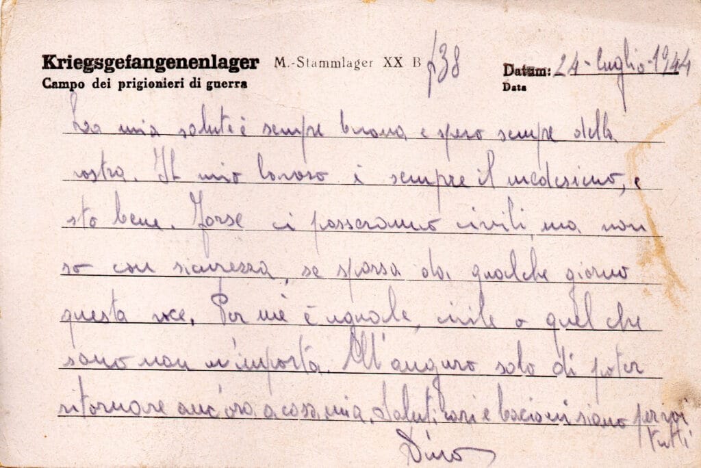 Testo cartolina 24-7-1944