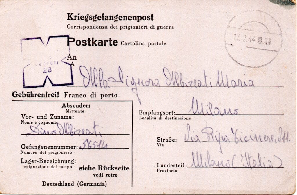 Invio cartolina del 26-1-1944