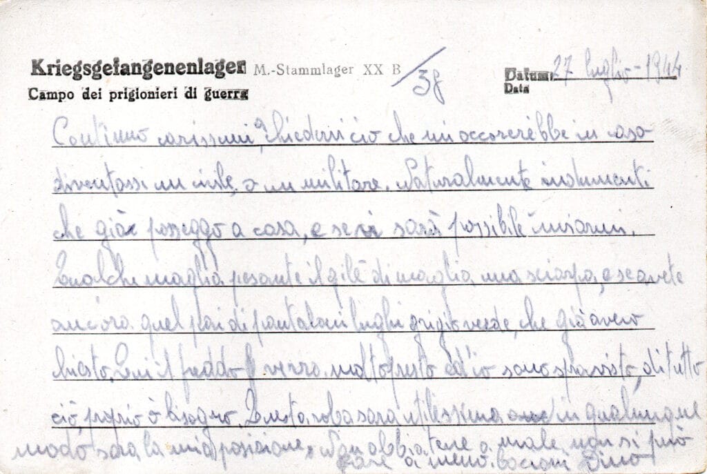 Testo cartolina 1 del 27-7-1944