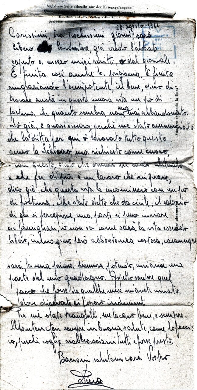 Testo lettera del 24-8-1944