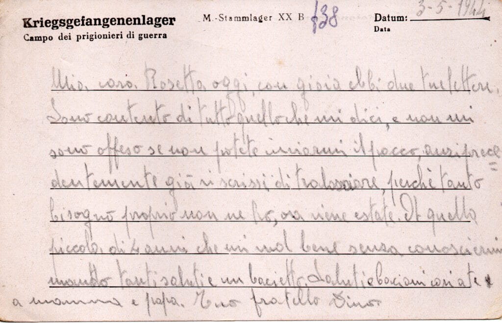 Testo cartolina del 3-5-1944
