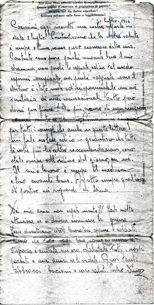 Testo lettera del 31-7-1944