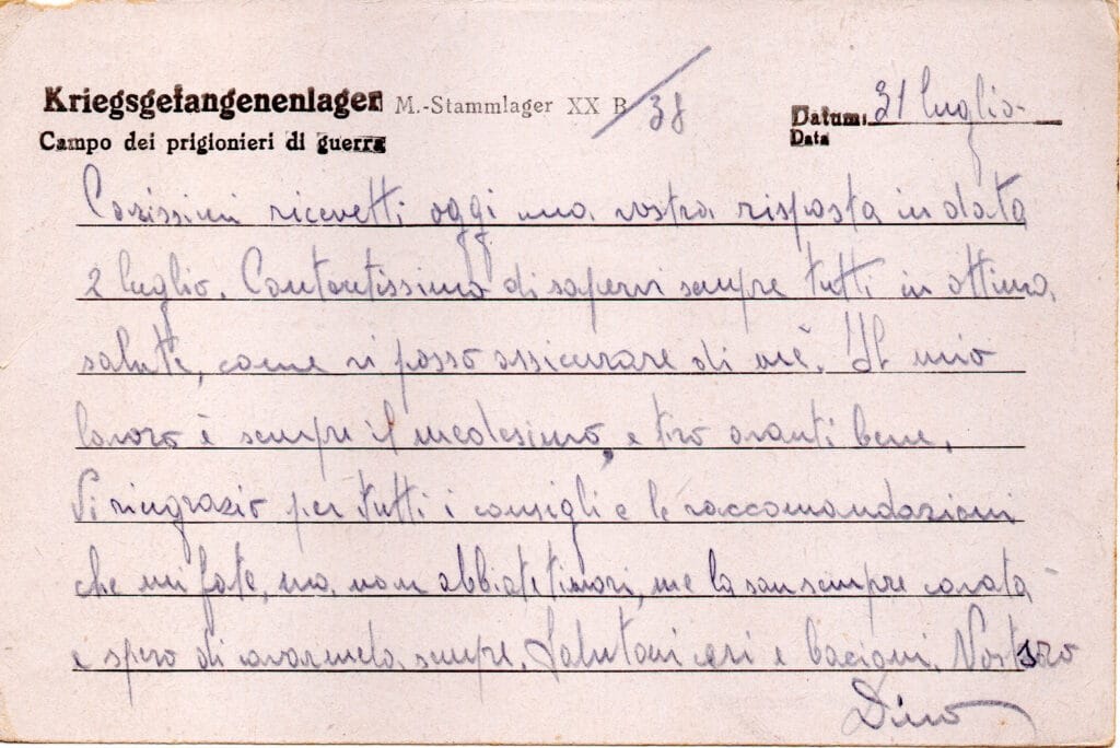 Testo cartolina del 31-7-1944