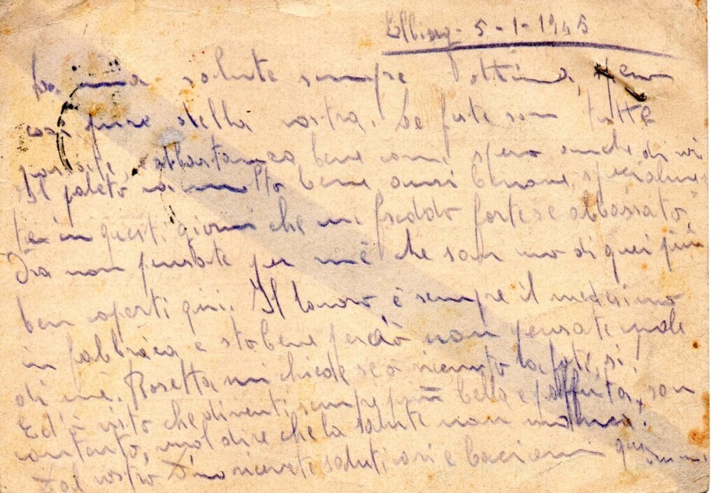 Testo cartolina del 5-1-1945