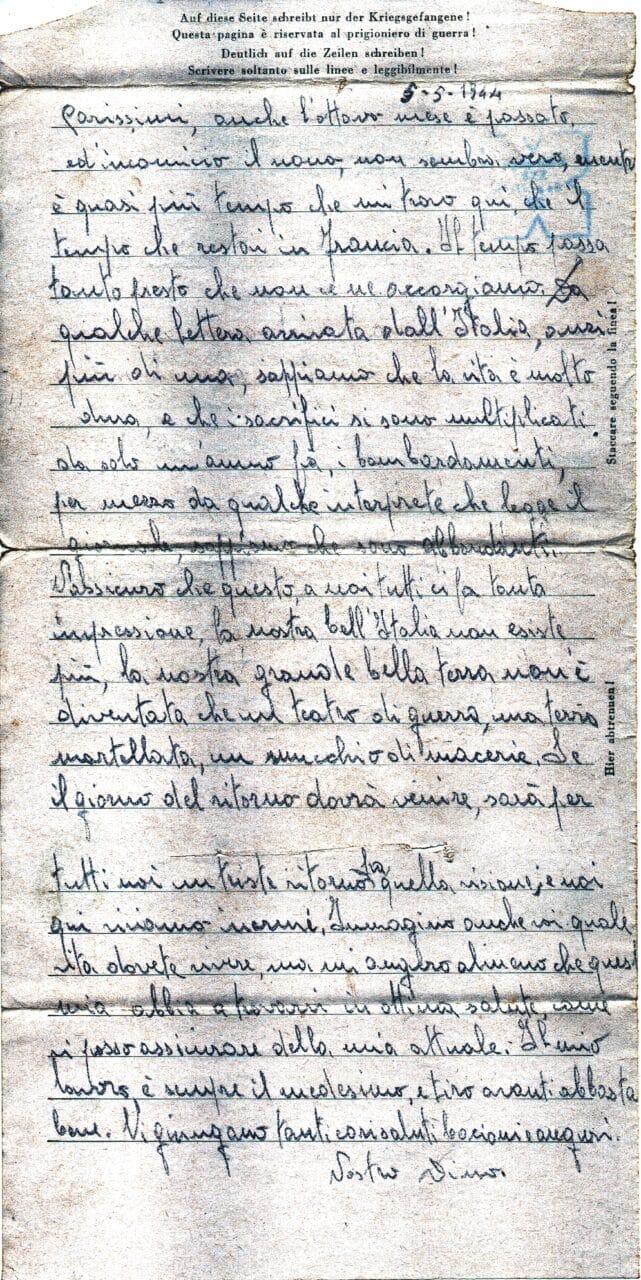 Testo lettera del 5-5-1944