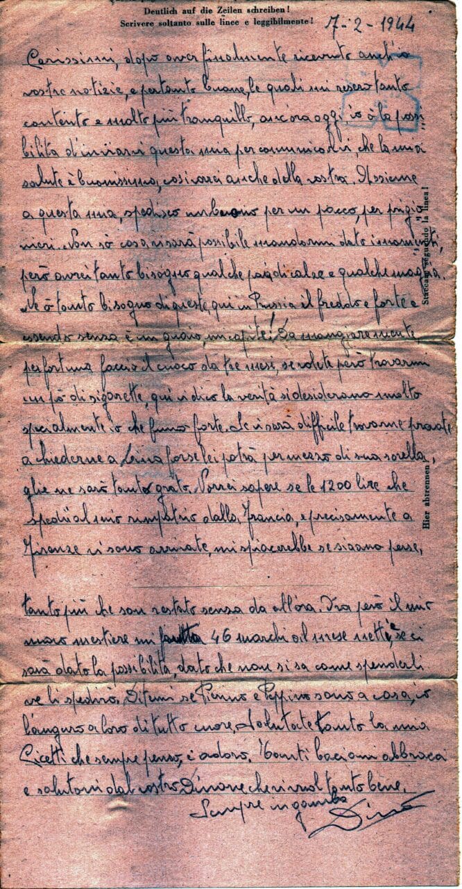 Testo lettera del 7-2-1944