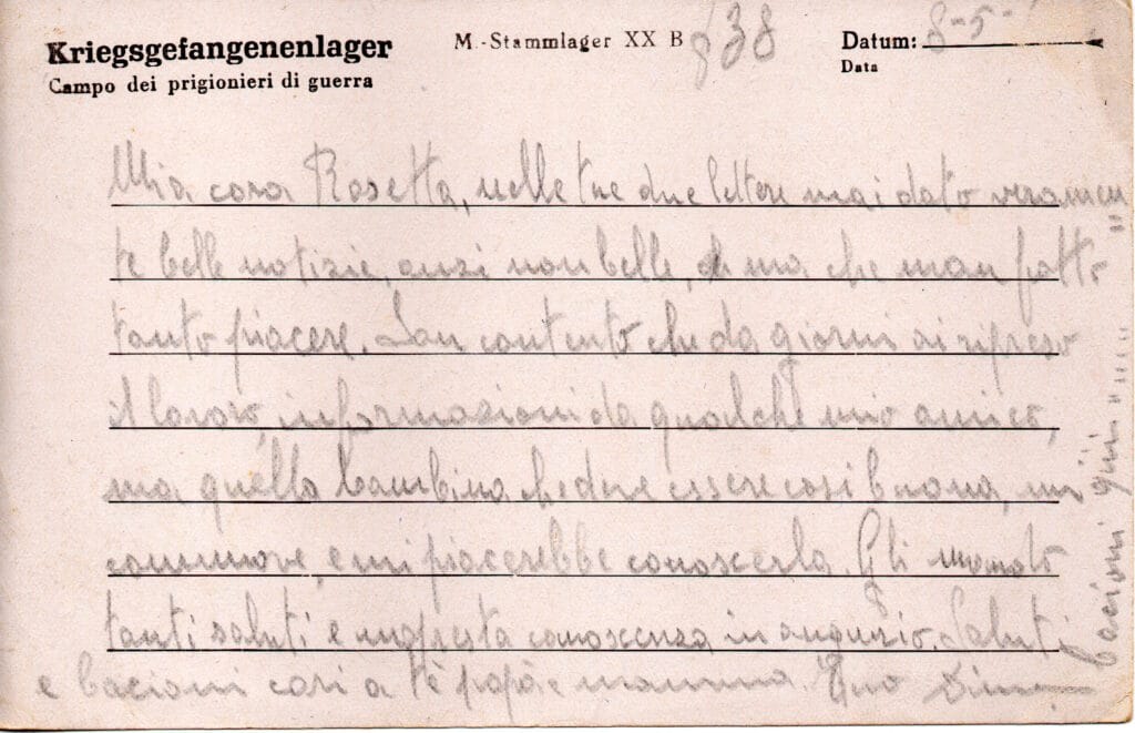 Testo cartolina del 8-5-1944