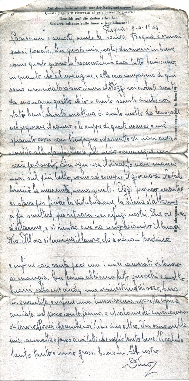 Testo lettera del 9-4-1944