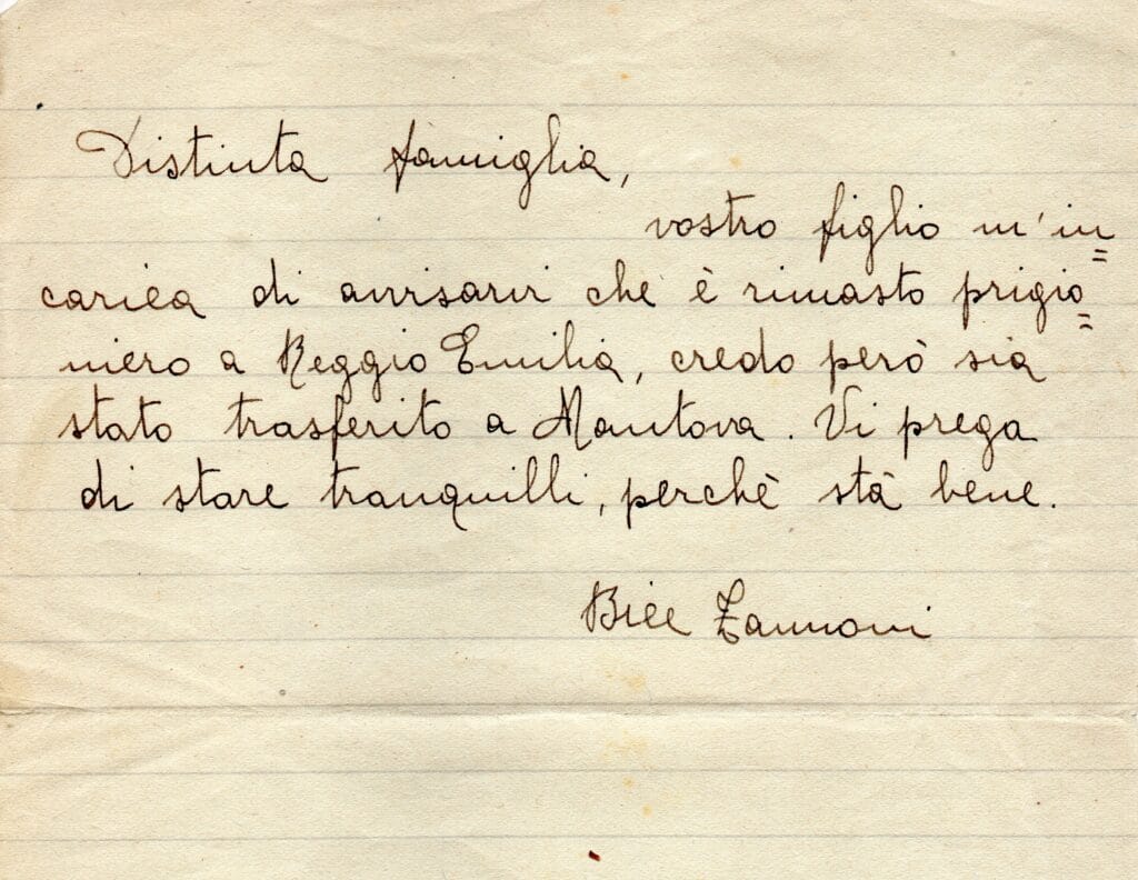 Messaggio alla famiglia dopo la cattura
