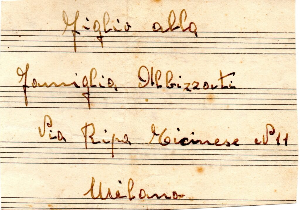 Biglietto con indirizzo di casa